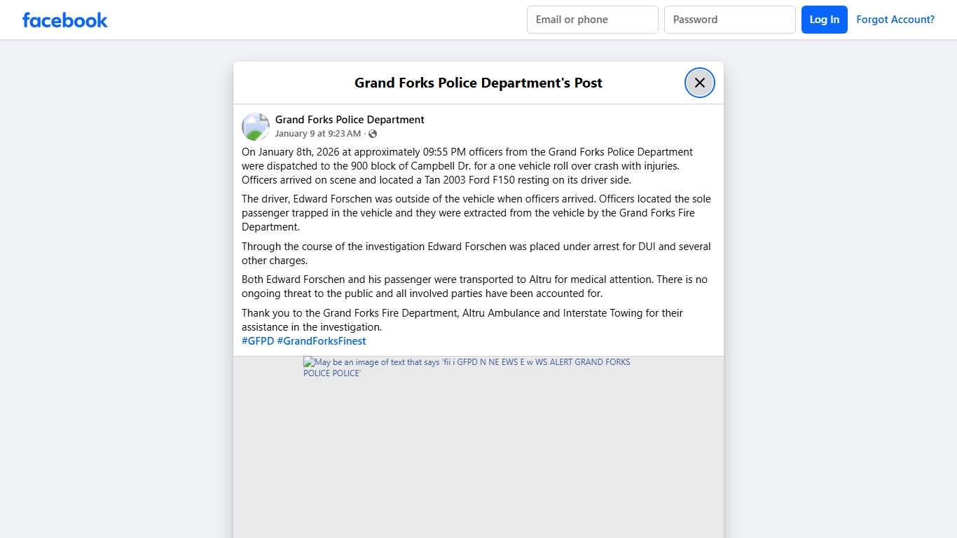On January 8th, 2026 at... - Grand Forks Police Department Facebook